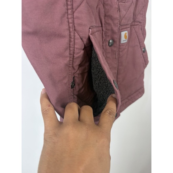 Carhartt Quilted Canvas Vest Women XS Mauve Pink Workwear Utility - Picture 9 of 14
